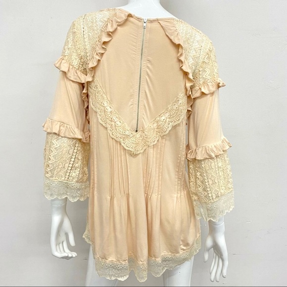🆕 Cream POL Lace Ruffle Flounce Tunic Top or Mini Dress NWT - Picture 3 of 4